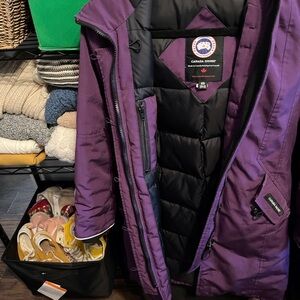 Canada Goose Purple Ski Jacket with Fur-Trim Hood